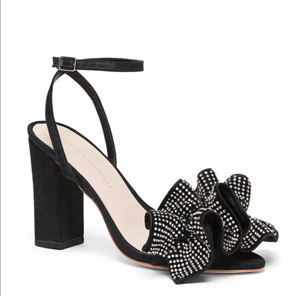 LOEFFLER RANDALL SAVANNAH RUFFLE HEEL SANDAL - Picture 1 of 5